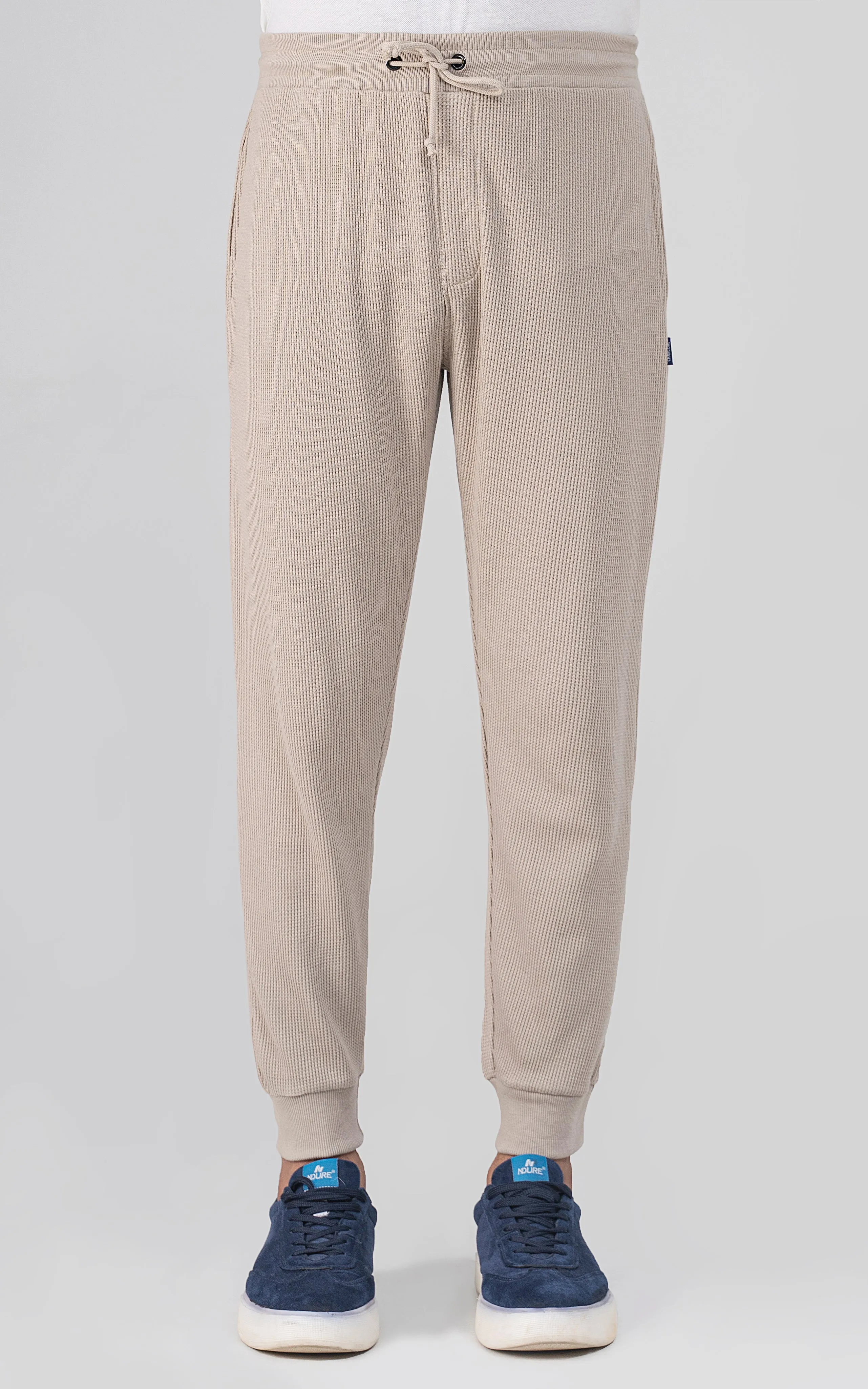 SLIM FIT WAFFLE JOGGER TROUSER OATMEAL