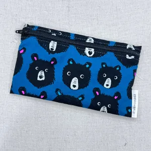 Teddy Bear Faces in Blue Reusable Snack Bag