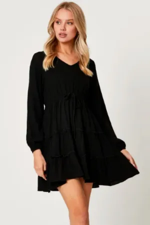 Tie Waist Ruffle Skater Dress