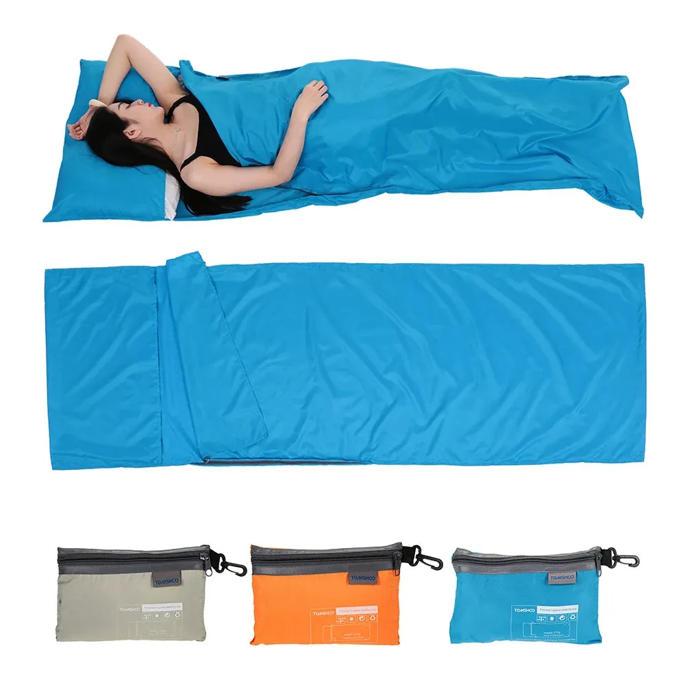 TOMSHOO Outdoor Camping Sleeping Bag Liner with Pillowcase Portable Outdoor Sleeping Bag Liner Lightweight Business Trip Hotel