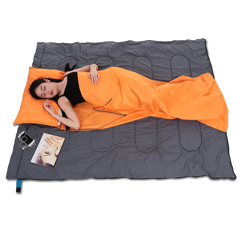 TOMSHOO Outdoor Camping Sleeping Bag Liner with Pillowcase Portable Outdoor Sleeping Bag Liner Lightweight Business Trip Hotel