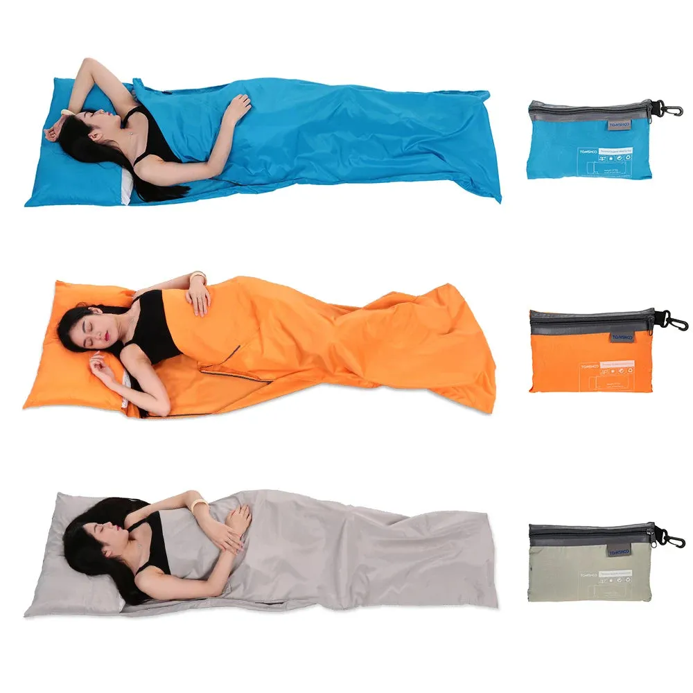 TOMSHOO Outdoor Camping Sleeping Bag Liner with Pillowcase Portable Outdoor Sleeping Bag Liner Lightweight Business Trip Hotel