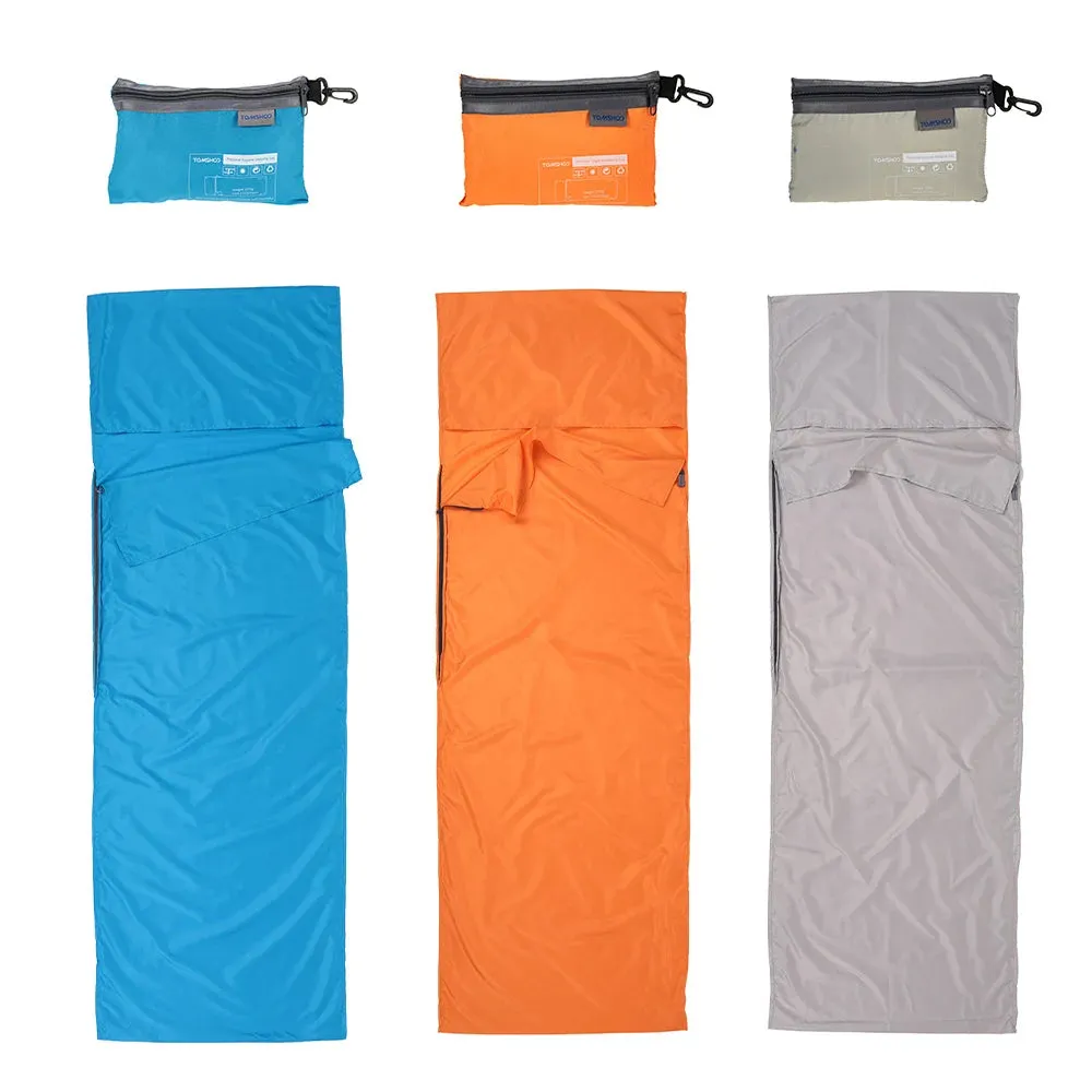 TOMSHOO Outdoor Camping Sleeping Bag Liner with Pillowcase Portable Outdoor Sleeping Bag Liner Lightweight Business Trip Hotel