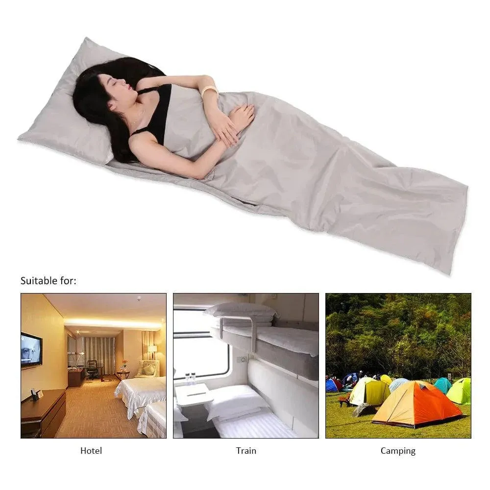 TOMSHOO Outdoor Camping Sleeping Bag Liner with Pillowcase Portable Outdoor Sleeping Bag Liner Lightweight Business Trip Hotel