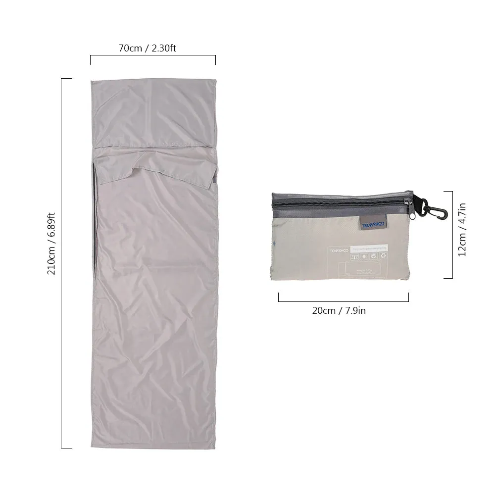 TOMSHOO Outdoor Camping Sleeping Bag Liner with Pillowcase Portable Outdoor Sleeping Bag Liner Lightweight Business Trip Hotel