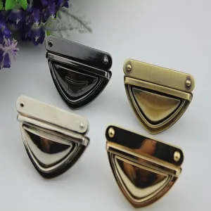 Triangle Tuck Thumb Lock 51mm 2" Purse Charm Organizer Luggage Hardware Antique Gold Lock And Key Closure Small Bag Clutch Metal Accessories