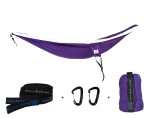 Two Person Portable Hammock | Dark Purple & White