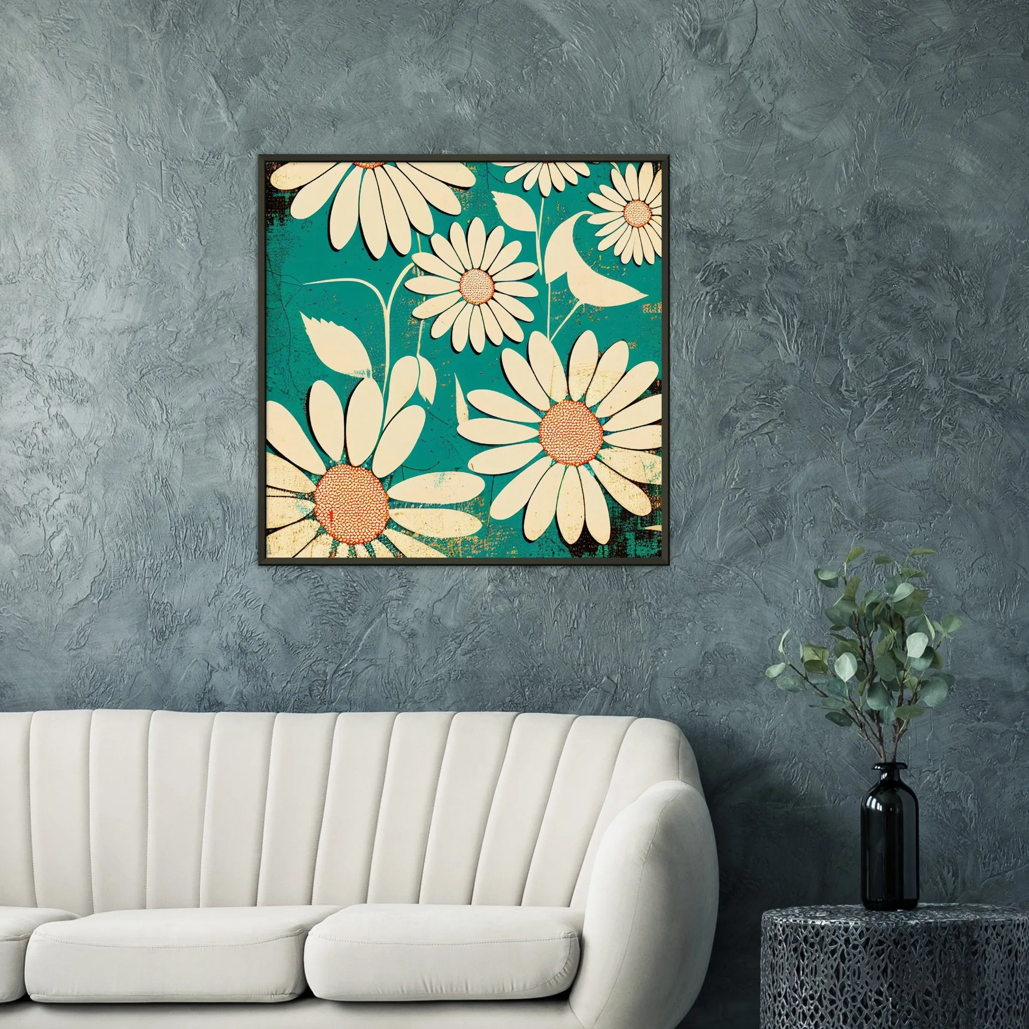 Vampire Art Grunge Sixties Daisies - Premium Matte Paper Metal Framed Poster - 70x70cm (28x28inch)