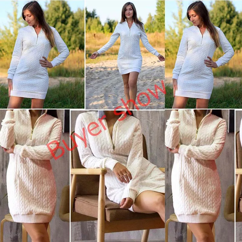 VenusFox Bodycon Zippers Knitted Dress