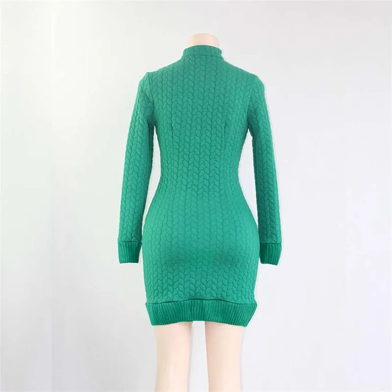 VenusFox Bodycon Zippers Knitted Dress