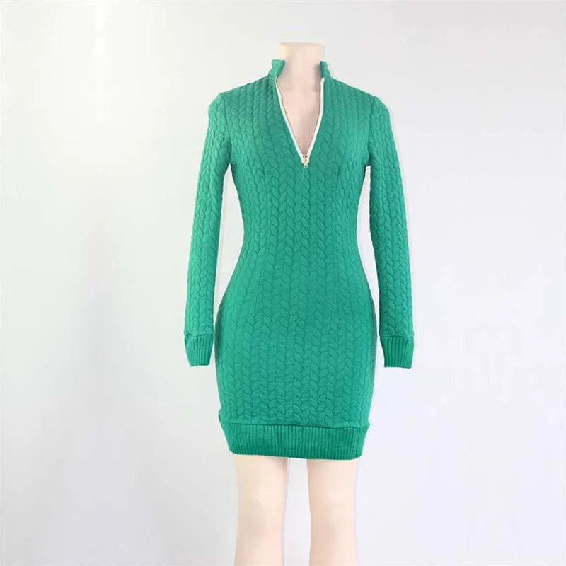 VenusFox Bodycon Zippers Knitted Dress