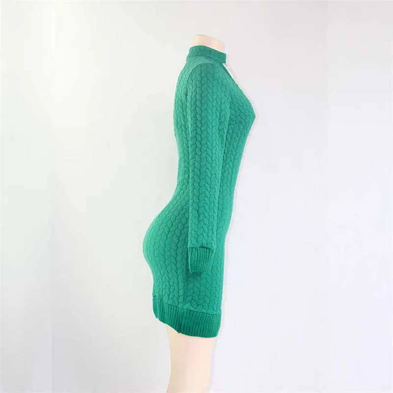 VenusFox Bodycon Zippers Knitted Dress