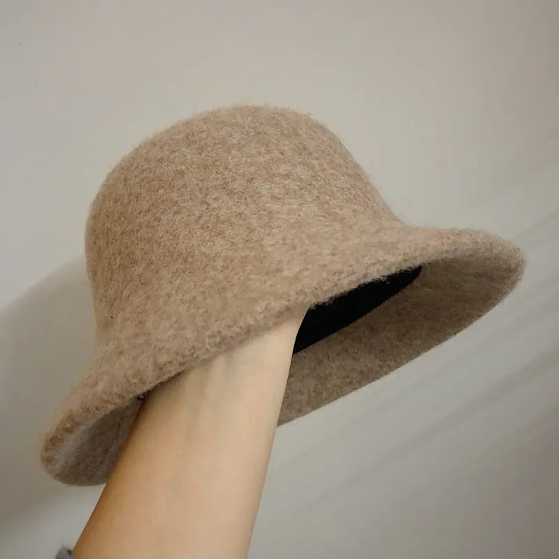 Versatile Spring Foldable Bucket Hats crafted from Wool Blend