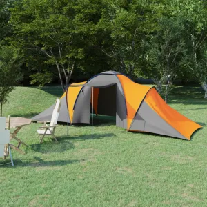 vidaXL Camping Tent 6 Persons Gray and Orange - Spacious and Easy-to-Set-Up