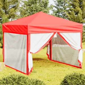 vidaXL Folding Party Tent with Sidewalls Red 3x3 m