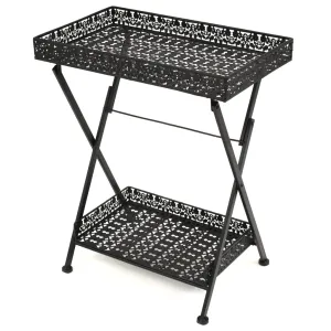 vidaXL Folding Tea Table Vintage Style Metal 58x35x72 cm Black