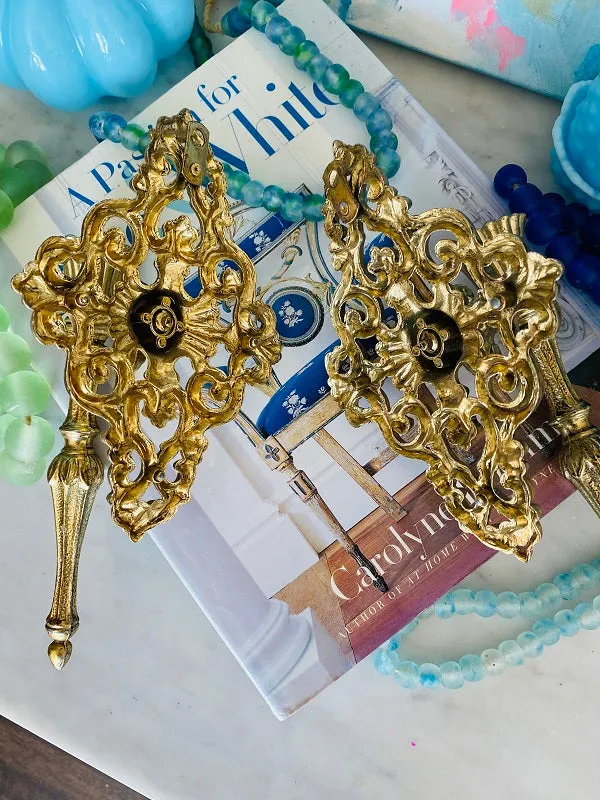 Vintage Brass Sconces Pair Diamond Shape