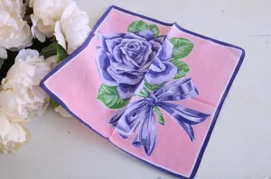 Vintage Cotton Purple Rose Floral Print Hankie