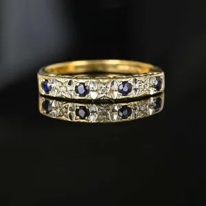 Vintage Gold Sapphire Diamond Ring Band