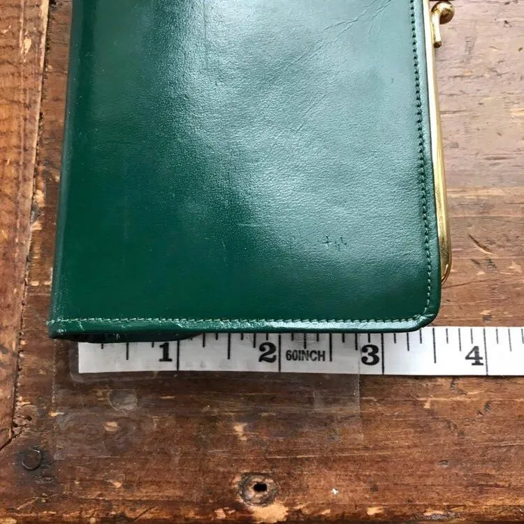 Vintage Leather Clutch / Wallet from Saks Fifth Avenue with built in Timer. Forest Green Leather.