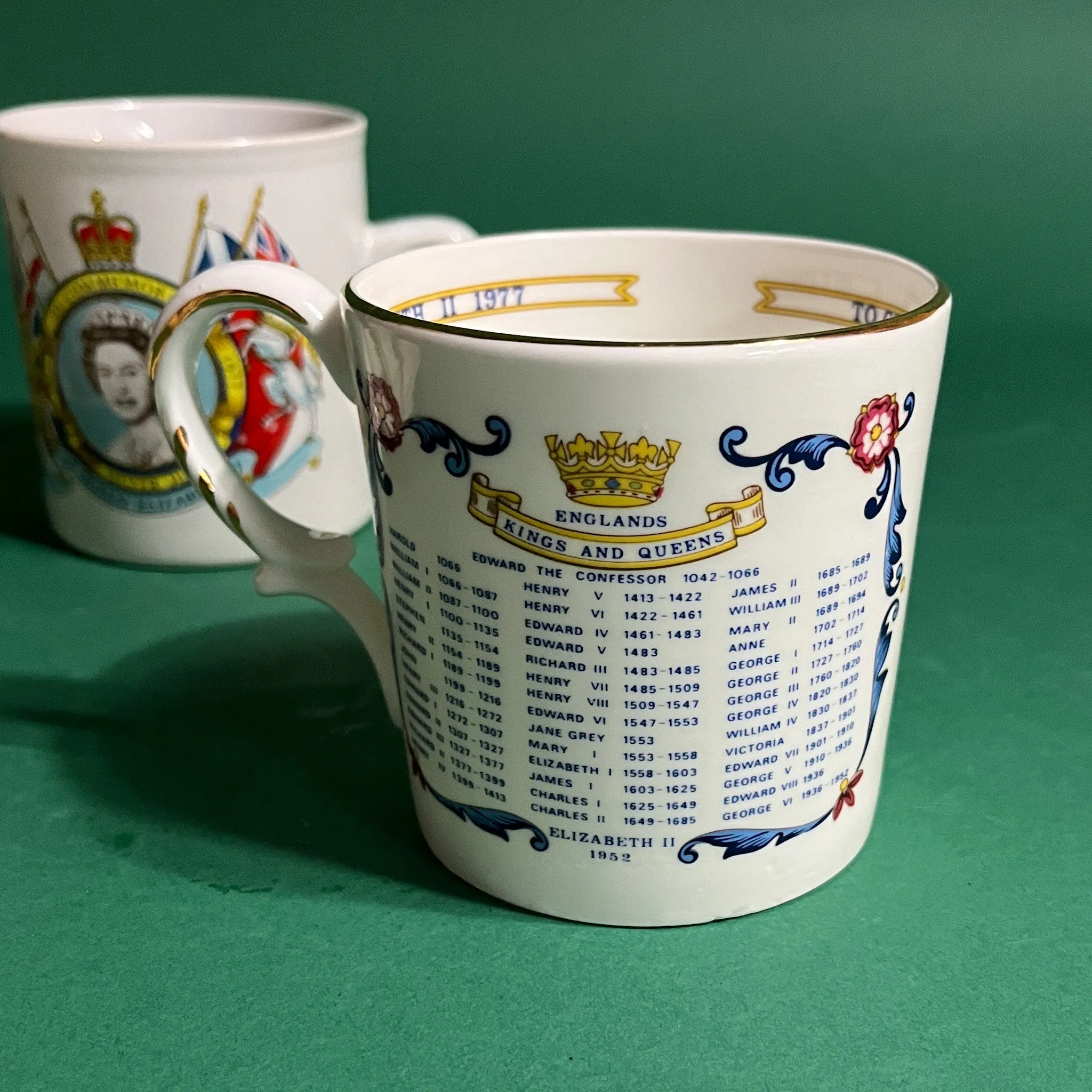 Vintage Queen Elizabeth II Commemorative Ceramic Mugs/Plates, Set of 5