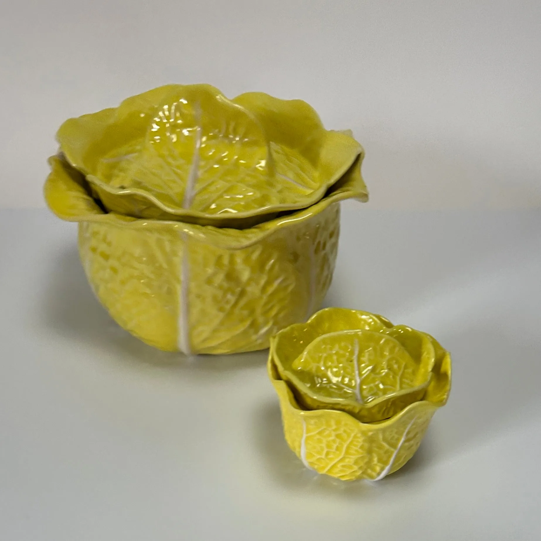 Vintage Yellow Ceramic Portuguese Tureen/Small Lidded Yellow Cabbage (Set of 2)