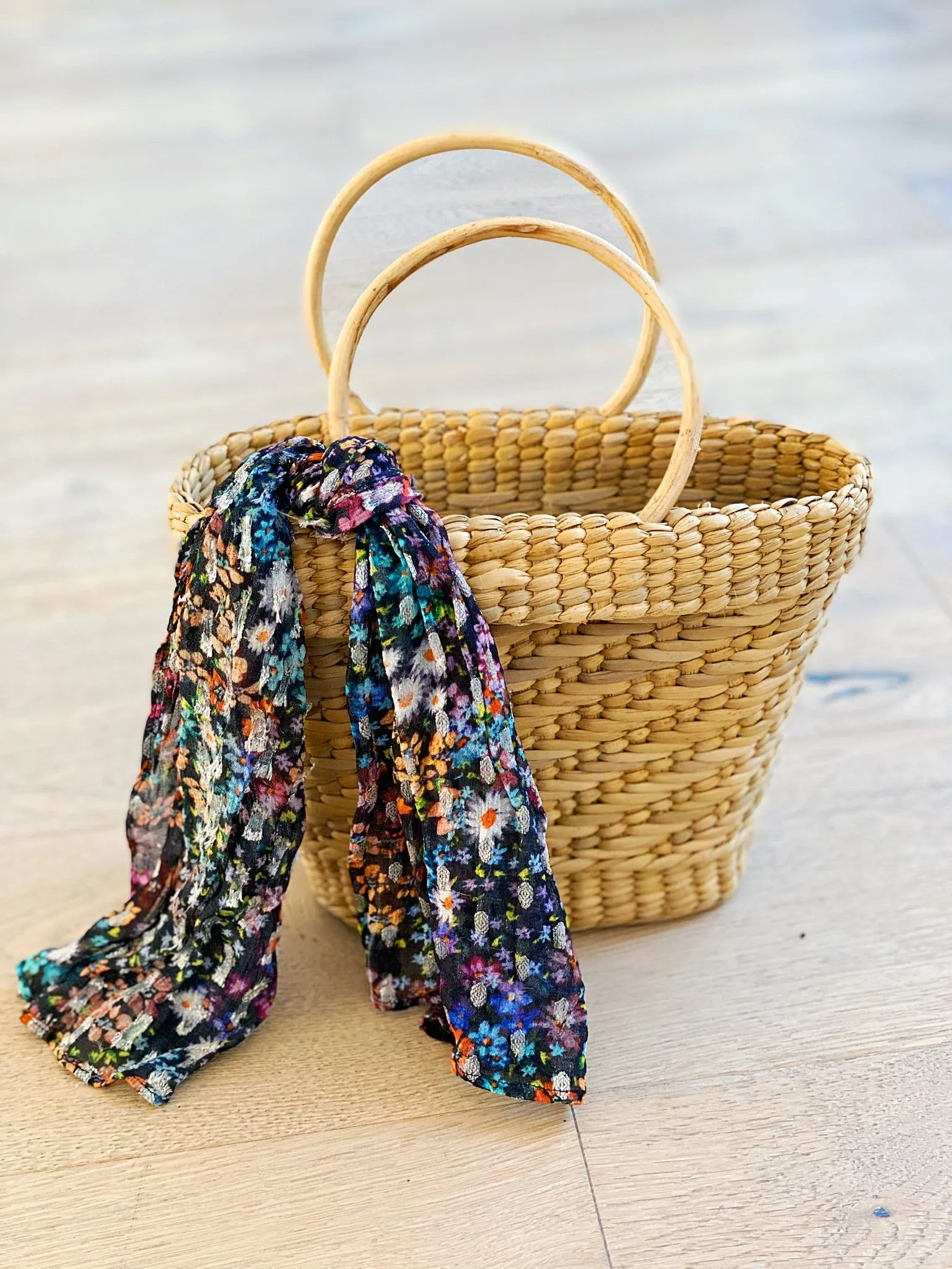 Woven Straw Bucket Bag