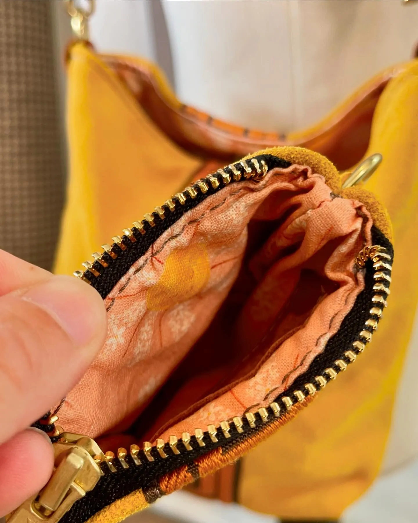 Yellow Suede Bucket and Change Purse