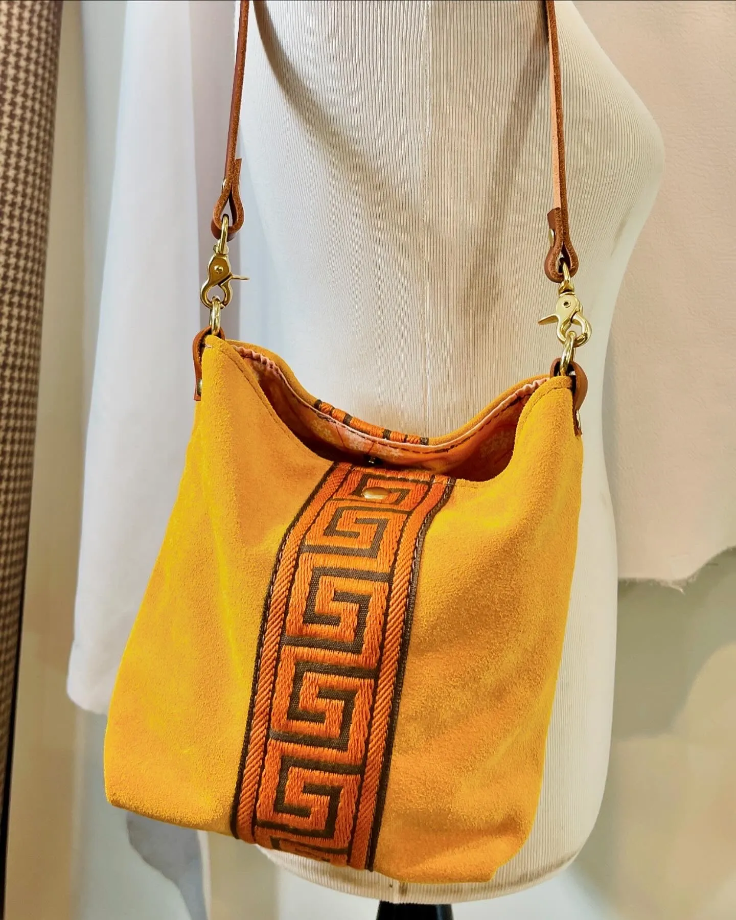 Yellow Suede Bucket and Change Purse