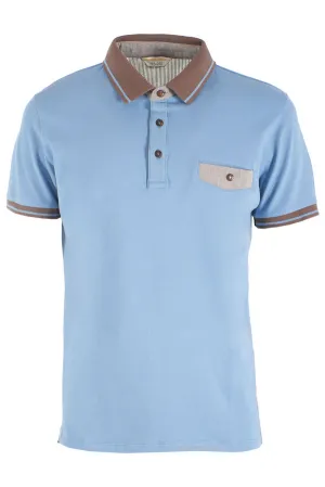 Yes Zee polo da uomo manica corta con taschino T716-S400-0633 celeste